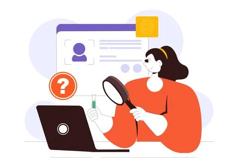 Forensics Technology Vector Illustration Featuring Biometric Access Control.. Stock Illustration