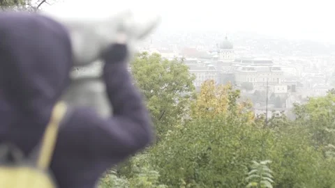 Foresight and Panoramic view on Buda Castle Stock Footage 166090628