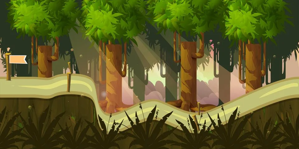 Forest 2d background for game Stock Illustration