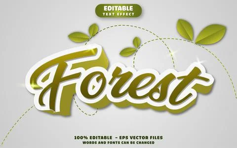 Forest 3D Editable Text Effect Vector Design Stock Illustration