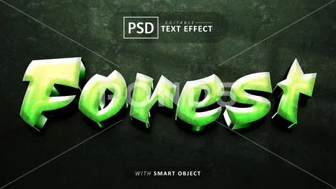 Forest 3d text effect editable PSD Template