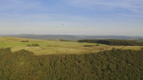 Forest and fields  with hot air balloons 스톡 동영상 127484692