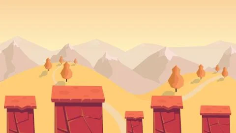 Forest and hill game background .nature landscape with different platforms Stockillustratie