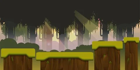 Forest and hill game background .nature landscape Illustrazione stock