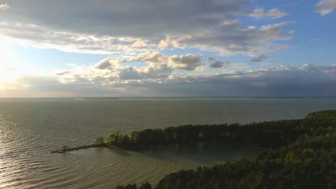 Forest and Lake at Sunset Stock Footage 328965169