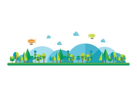 Forest and landsape in flat style Stock Illustration