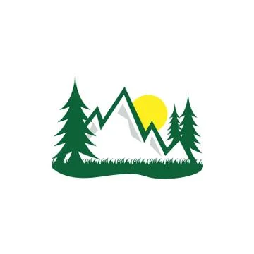 Forest and mountain grapic design template logo desgin Stock Illustration