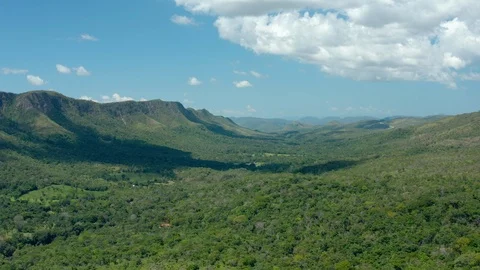 Forest and mountains with moving cloud Aerial drone shot 4k Stock Footage 102592907