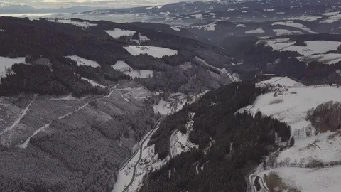 Forest and mountains in the snow, Austria, Alpine landscape Stock Footage 85147012