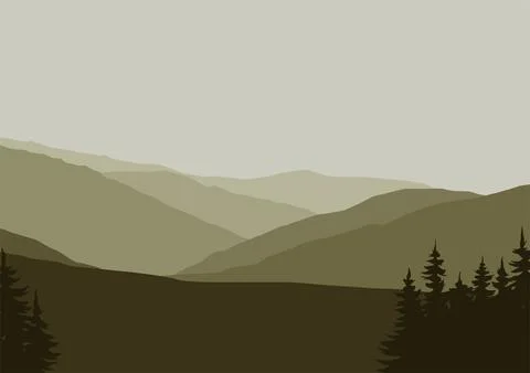 Forest and mountains vector Stock Illustration