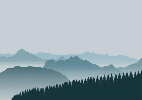 Forest and mountains vector Stock Illustration