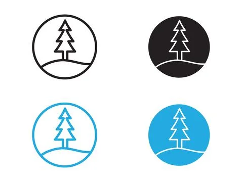 Forest and park trees icon black and white vector outline sign Stock Illustration
