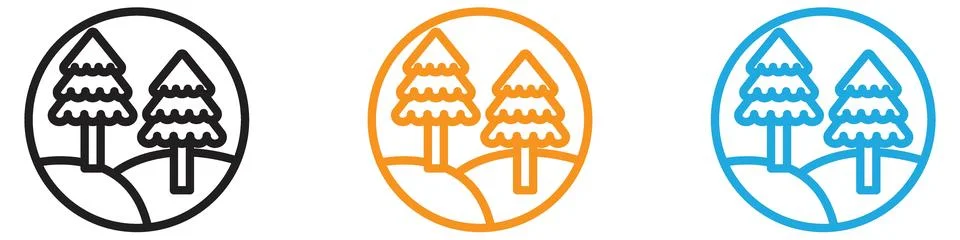 Forest and park trees vector logo set collection for web app ui Stock Illustration