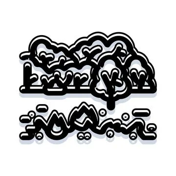 Forest and wildfire disaster line art concept Stock Illustration