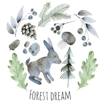 Forest animal hare or rabbit. Hand drawing sketch black ink isolated on white Stock Illustration