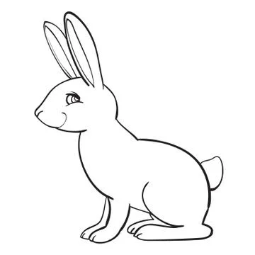 Forest animal hare or rabbit. Hand drawing sketch black ink isolated on white Stock Illustration