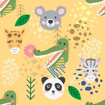 Forest animal seamless pattern. hand drawn illustration Stock Illustration