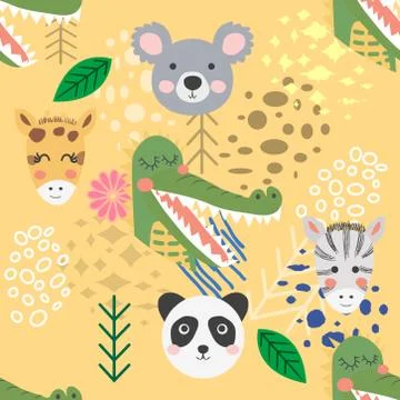 Forest animal seamless pattern. hand drawn illustration 스톡 일러스트