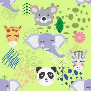 Forest animal seamless pattern. hand drawn illustration Illustrazione stock