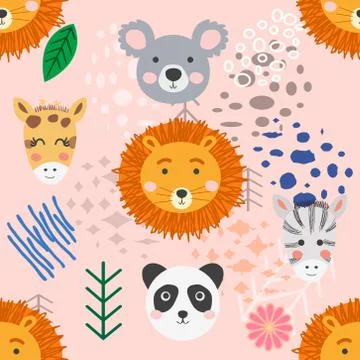 Forest animal seamless pattern. hand drawn illustration Stock Illustration