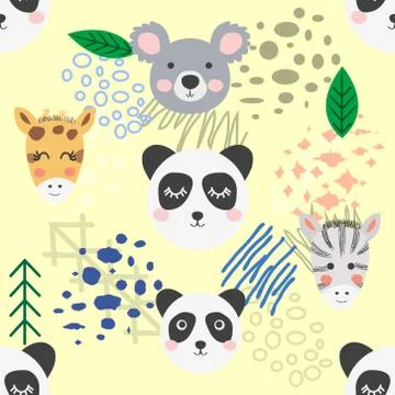 Forest animal seamless pattern. hand drawn illustration Stockillustratie