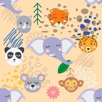 Forest animal seamless pattern. hand drawn illustration Stock Illustration