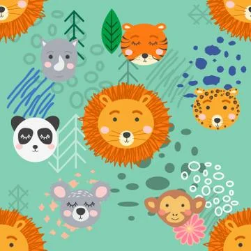 Forest animal seamless pattern. hand drawn illustration Stock Illustration