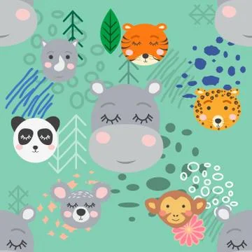 Forest animal seamless pattern. hand drawn illustration 스톡 일러스트
