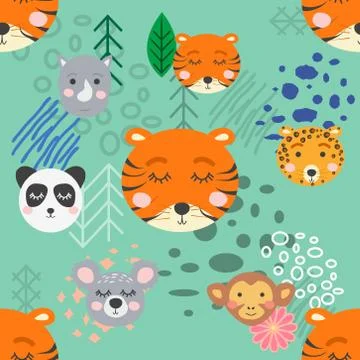 Forest animal seamless pattern. hand drawn illustration Stock Illustration