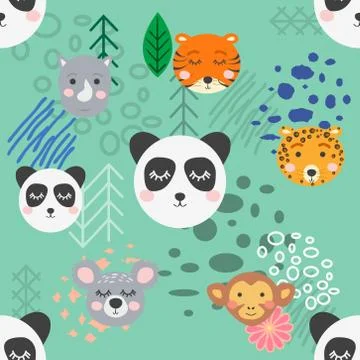Forest animal seamless pattern. hand drawn illustration Illustrazione stock