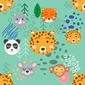 Forest animal seamless pattern. hand drawn illustration Stock Illustration