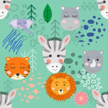 Forest animal seamless pattern. hand drawn illustration 스톡 일러스트