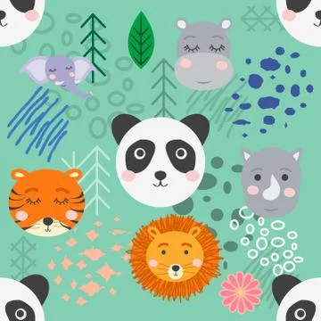 Forest animal seamless pattern. hand drawn illustration 스톡 일러스트