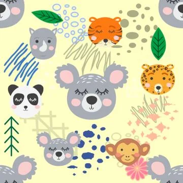 Forest animal seamless pattern. hand drawn illustration Stockillustratie