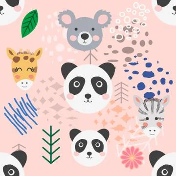 Forest animal seamless pattern. hand drawn illustration Stock Illustration