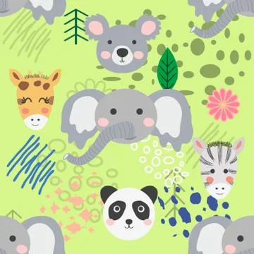 Forest animal seamless pattern. hand drawn illustration Stock Illustration