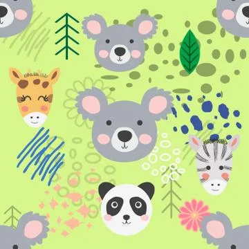 Forest animal seamless pattern. hand drawn illustration 스톡 일러스트