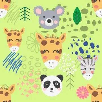 Forest animal seamless pattern. hand drawn illustration 스톡 일러스트
