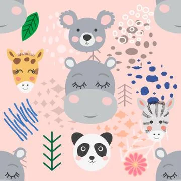 Forest animal seamless pattern. hand drawn illustration Stock Illustration