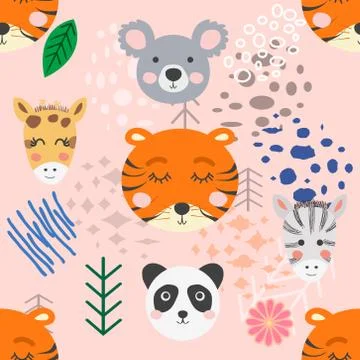 Forest animal seamless pattern. hand drawn illustration Stock Illustration