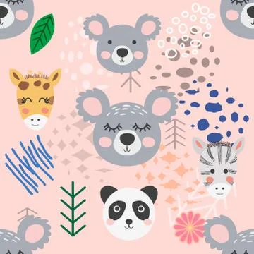 Forest animal seamless pattern. hand drawn illustration Stock Illustration