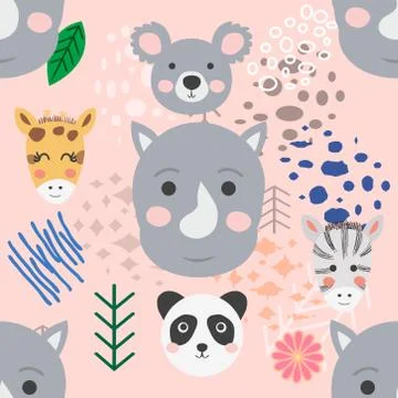 Forest animal seamless pattern. hand drawn illustration Stock Illustration