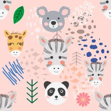 Forest animal seamless pattern. hand drawn illustration 스톡 일러스트