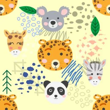 Forest animal seamless pattern. hand drawn illustration Stock Illustration