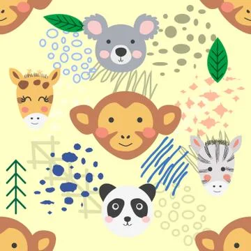 Forest animal seamless pattern. hand drawn illustration 스톡 일러스트