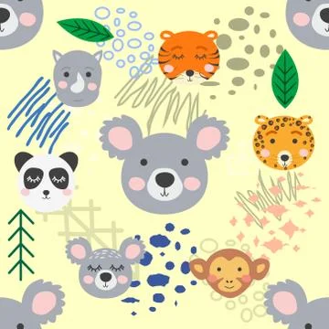 Forest animal seamless pattern. hand drawn illustration 스톡 일러스트