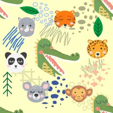 Forest animal seamless pattern. hand drawn illustration イラスト素材