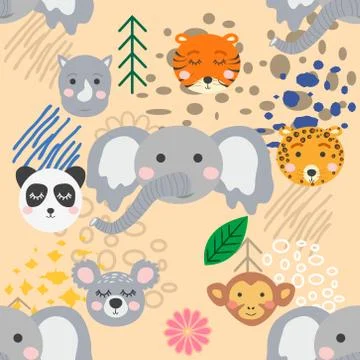 Forest animal seamless pattern. hand drawn illustration Stock Illustration