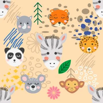Forest animal seamless pattern. hand drawn illustration Stock Illustration