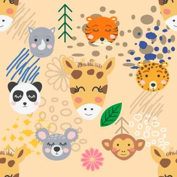 Forest animal seamless pattern. hand drawn illustration Stock Illustration